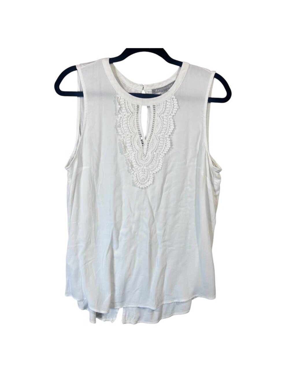 Daniel Rainn White Sleeveless Top With Lace Detail Women's Size Large EUC